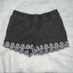 J.Crew Stretchy Floral Shorts- Grey and White Size 14